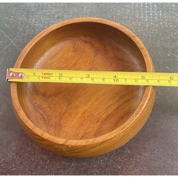 VTG Teak Wood Bowl 5.5” Handcrafted Round Thailand Mid Century Modern Decor - Picture 5 of 7